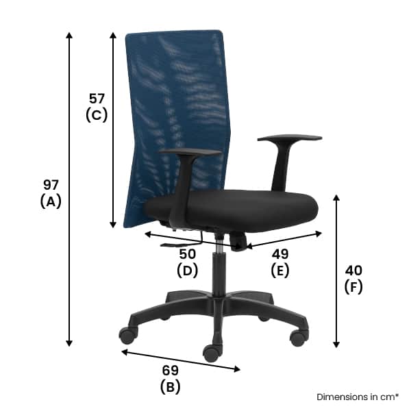 HELLO BASICS Medium Back Mesh Chair with Fixed Arms and Active Tilt