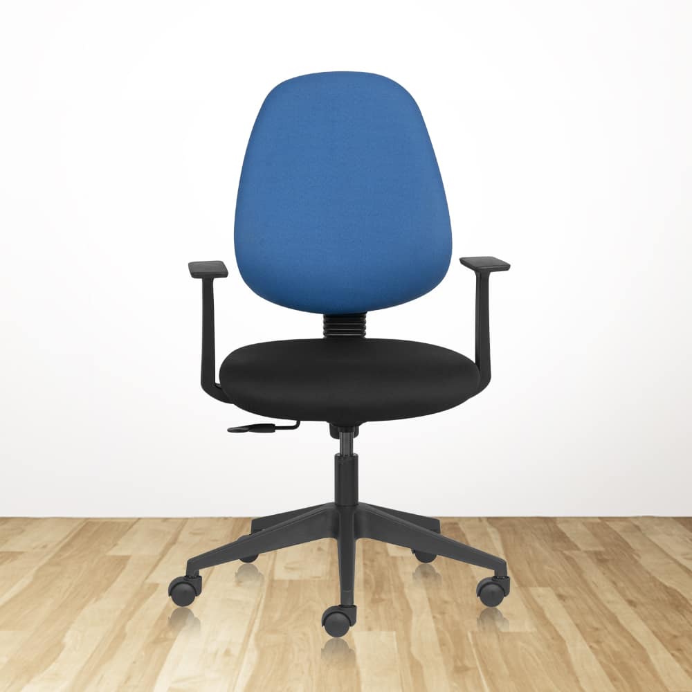 INFINITY Mid Back Ergonomic Office Chair with Fabric Seat & Arms-Blue