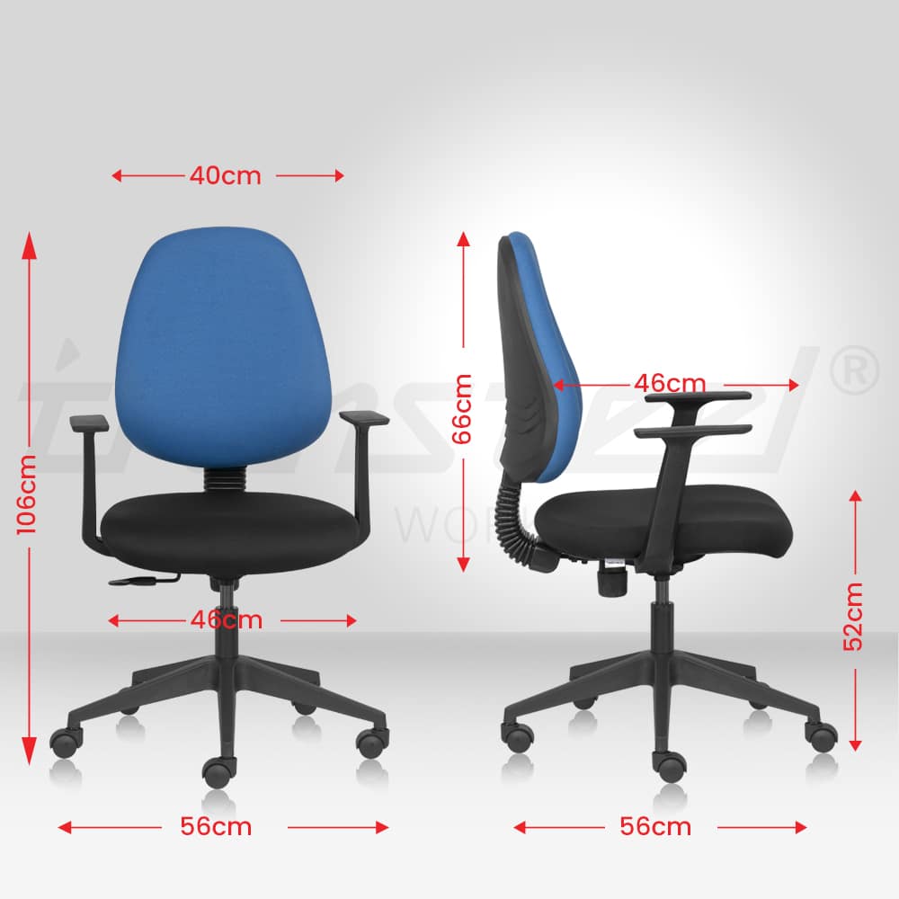 INFINITY Mid Back Ergonomic Office Chair with Fabric Seat & Arms-Blue