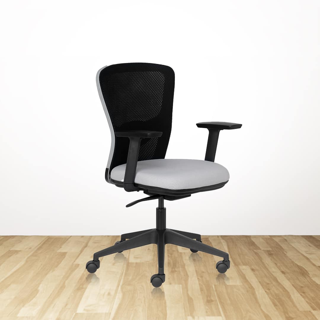 FLUID Grey MB Ergonomic Office Chair With Mesh Back and 1D Arms