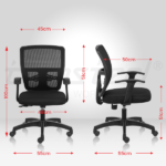 JUNO Mid Back Ergonomic Office Chair with Mesh Back With Arms - Black