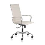 MEDLEY-Butterscotch-Low Back Chair With White Leatherette And Aluminium Die Cast Arms -Transteel