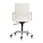 MEDLEY WHITE- Mid Back Chair with White leatherette and Aluminium Die Cast Arms - TRANSTEEL