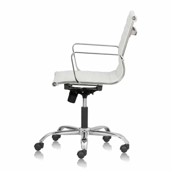 MEDLEY WHITE- Mid Back Chair with White leatherette and Aluminium Die Cast Arms - TRANSTEEL