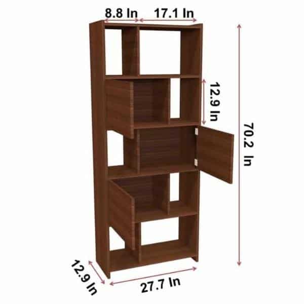 Modern Book Shelf cum Display Unit – Classic Walnut -Transteel