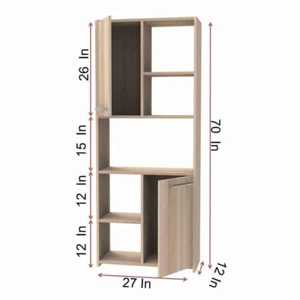 Modern Book Shelf cum Display Unit – Moldau Acacia light - Transteel