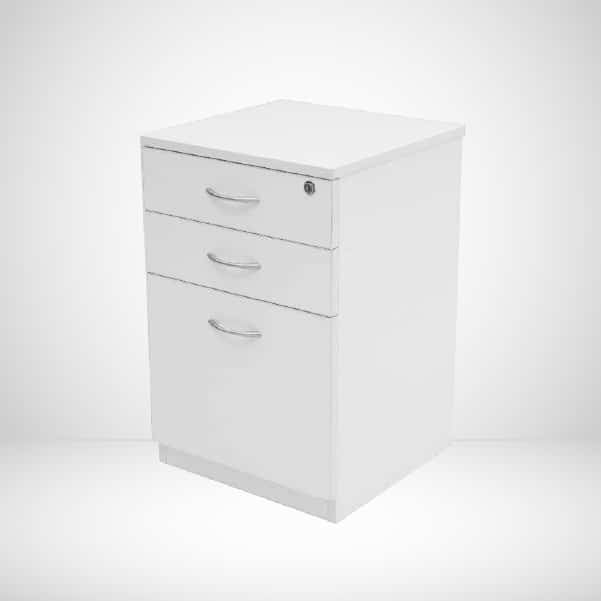 PEDESTAL-3 Drawer With Lock-White