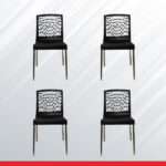 PEPPER Chair in Black - Stackable - Set of 4 Chairs - Transteel