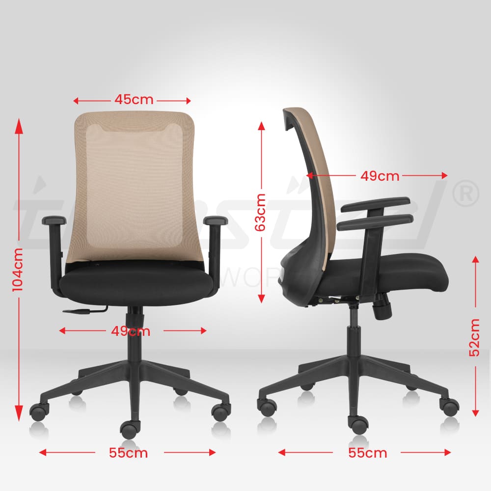 REFLECT Mid Back Ergonomic Office Chair Mesh Back with Fixed Arms