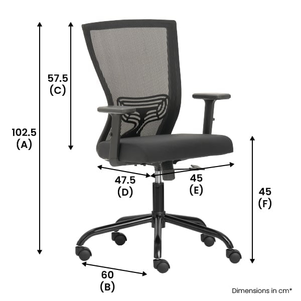 REFLEX-BLACK-Mid Back Ergonomic Office Chair