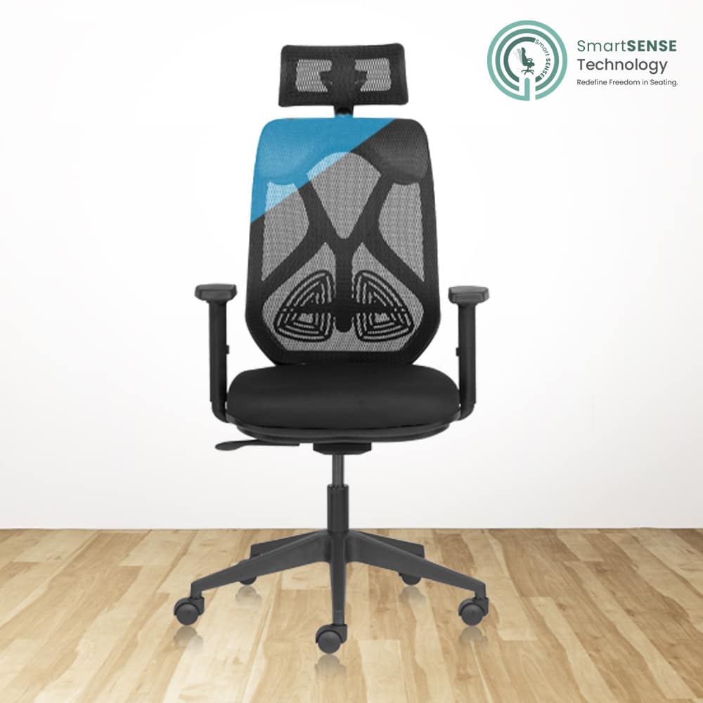 SUIT BLACK High Back Ergonomic Office Chair With Mesh Back & 1D Arms