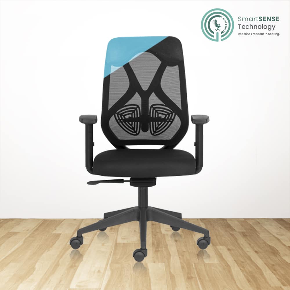 SUIT BLACK Mid Back Ergonomic Office Chair With Mesh Back & 1D Arms