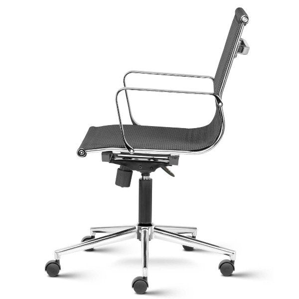 "Black" Mid Back Mesh Ergonomic Chair with Aluminium Arms