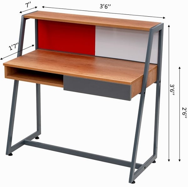 HomeWork Ergo Study Desk with Pinboard, Writing Board, Pencil Drawer and Open Shelf & Storage