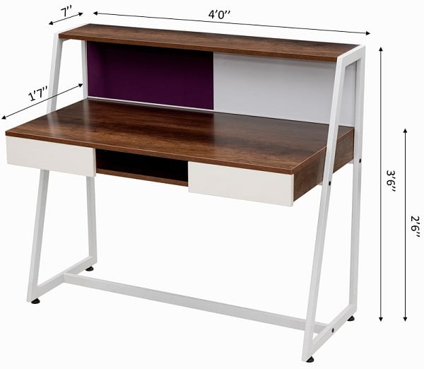 HomeWork Performance Study Table with Pinboard, Writing Board, Two Pencil Drawers, Open Shelf and Storage