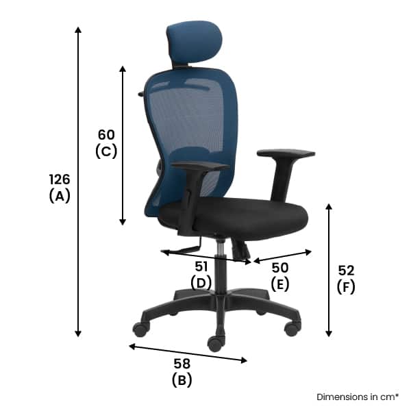 SMART High Back Mesh Ergonomic Chair with One Way Adjustable Arms