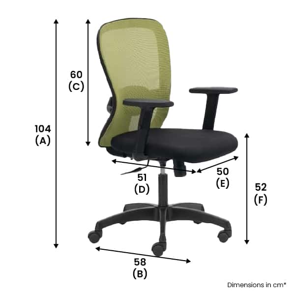 SMART Medium Back Mesh Ergonomic Chair with Adjustable Arms