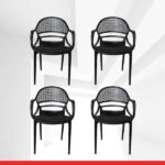 Spice Chair with Arms in Black-Stackable - Set of 4 Chairs-TRANSTEEL