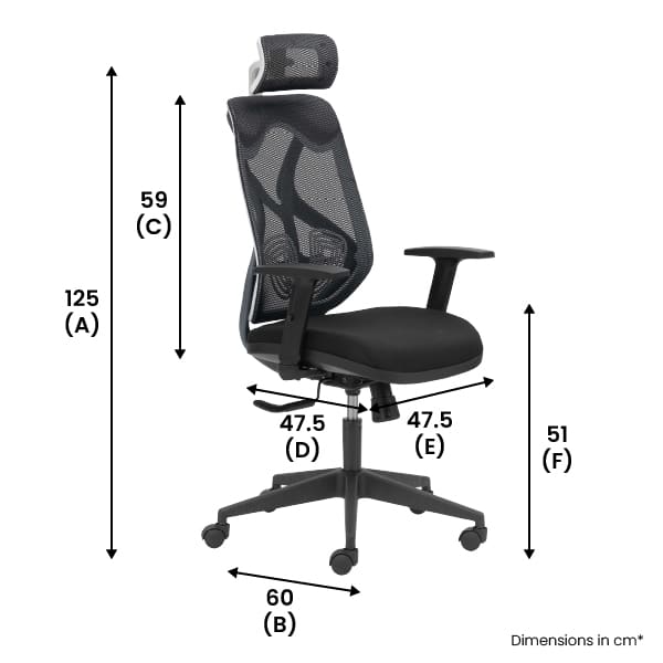 SUIT BLACK - High Back Mesh Ergonomic Chair with Adjustable Arms