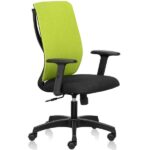 Focus Mid Back Chair with high tensile breathable fabrics and adjustable arms - Green