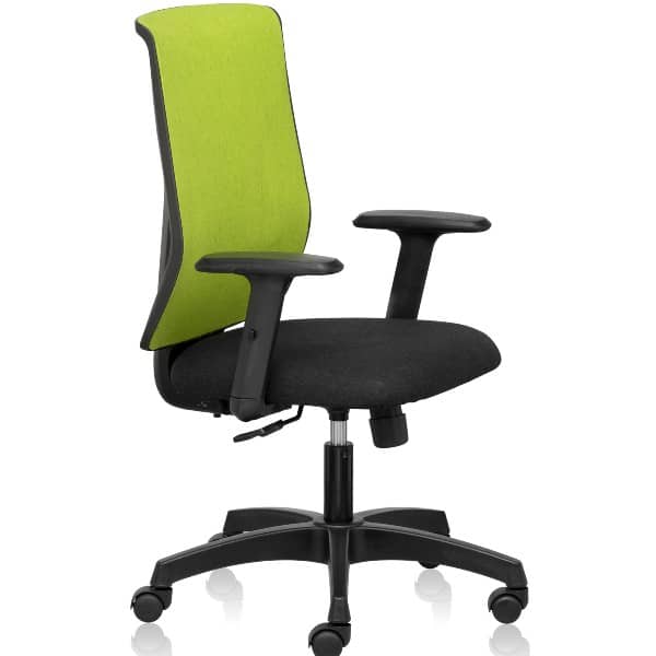 Bionic Mid Back Chair with high tensile breathable fabrics and adjustable lumbar support - Green