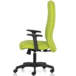 Ritz High Back chair upholstered with Fabour breathable , anti bacterial , Natural fabrics and with 1 way adjustable arms-green-TRANSTEEL