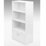 Oslo White Book Shelf with Bottom Cabinet