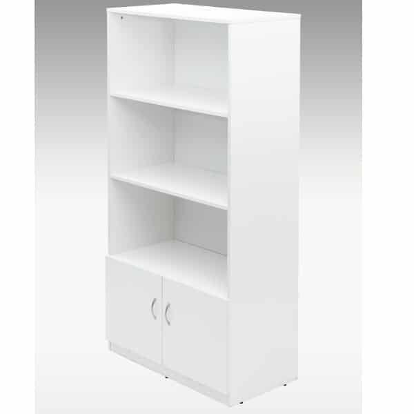 Oslo White Book Shelf with Bottom Cabinet