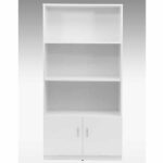 Oslo White Book Shelf with Bottom Cabinet