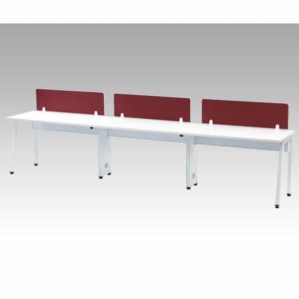 3 Seater Straight Workstation ( White ) - with screen