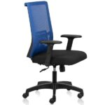 Leaf Mid Back Chair with Adjustable Arms and Synchronous Tilt Mechanism - Blue