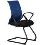 Atos Low back Mesh Visitor chair with arms - Blue