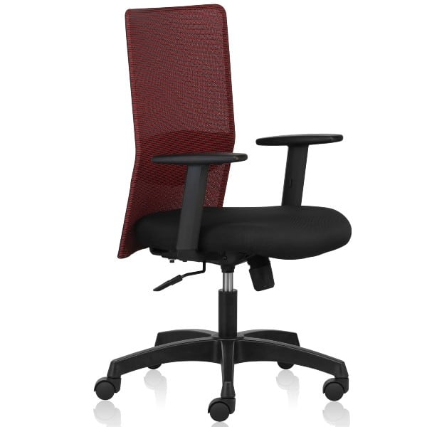 Hello Mid Back Mesh Ergonomic chairs with adjustable arms - Red