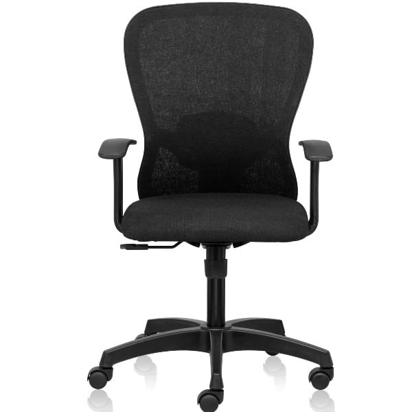 Smart Mid Back chair with adjustable lumbar, high tensile breathable natural fabrics & fixed arms