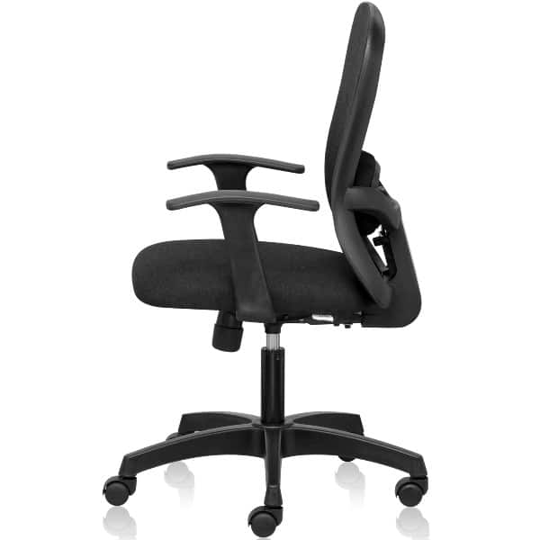 Smart Mid Back chair with adjustable lumbar, high tensile breathable natural fabrics & fixed arms