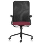 Zeus Basics Mesh Mid Back chair with fixed arms and powder coated steel base