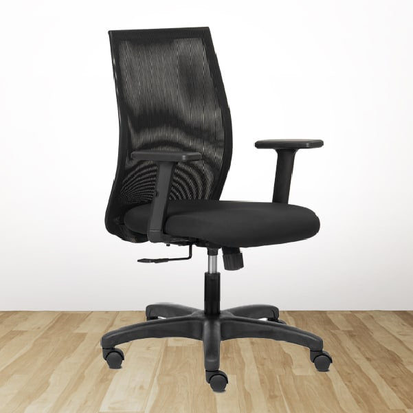 VECTOR Mid Back Ergonomic Office Chair with Mesh Back & 1D Arms – Black