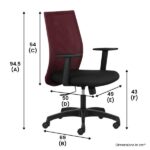 VECTOR – Mid Back Mesh Ergonomic Chair with Adjustable Arms – Maroon