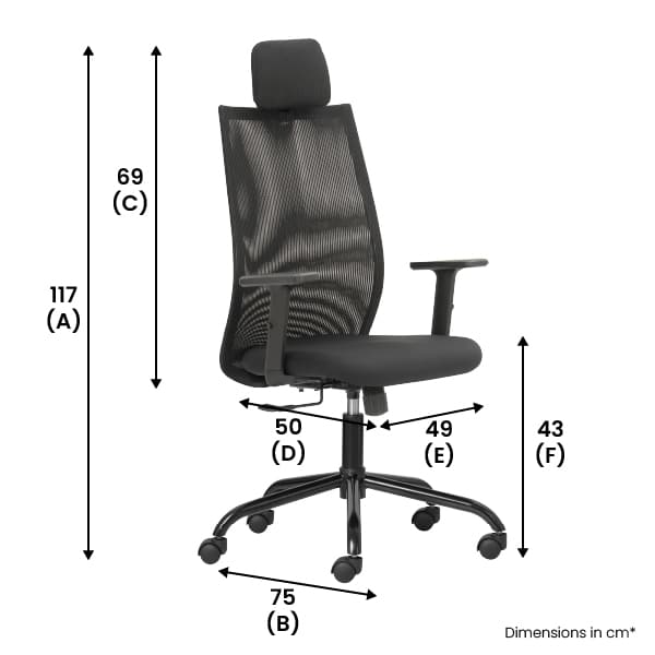 VECTOR – Black High Back Mesh Ergonomic Chair with Adjustable Arms