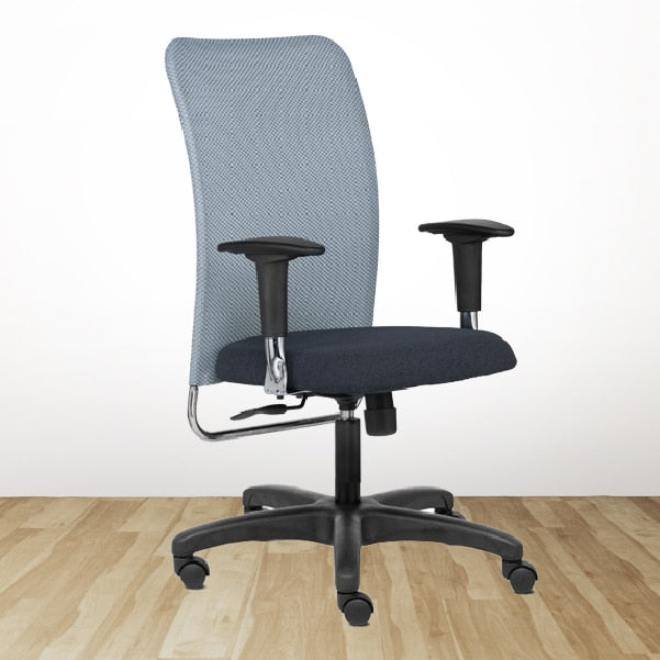 ZEUS Mid Back Ergonomic Office Chair with Mesh Back, 1D Arm & Nylon Base – Grey