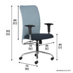 ZEUS - Mid Back Chair with 1D Adjustable Arm & Steel Chrome Base