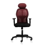 iWEB High Back Ergonomic Office Chair with Maroon Mesh Back & 1D Arms