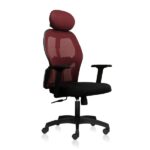 iWEB High Back Ergonomic Office Chair with Maroon Mesh Back & 1D Arms