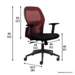 iWEB – Mid Back Office Chair with Mesh Back and Adjustable Arms – Maroon