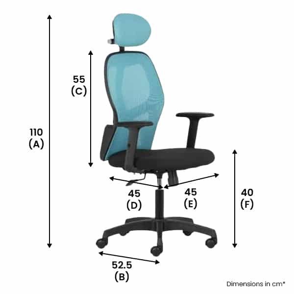 iWEB – High Back Office Chair with Mesh Back and Adjustable Arms – Blue