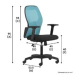 iWEB – Mid Back Office Chair with Mesh Back and Adjustable Arms – Blue